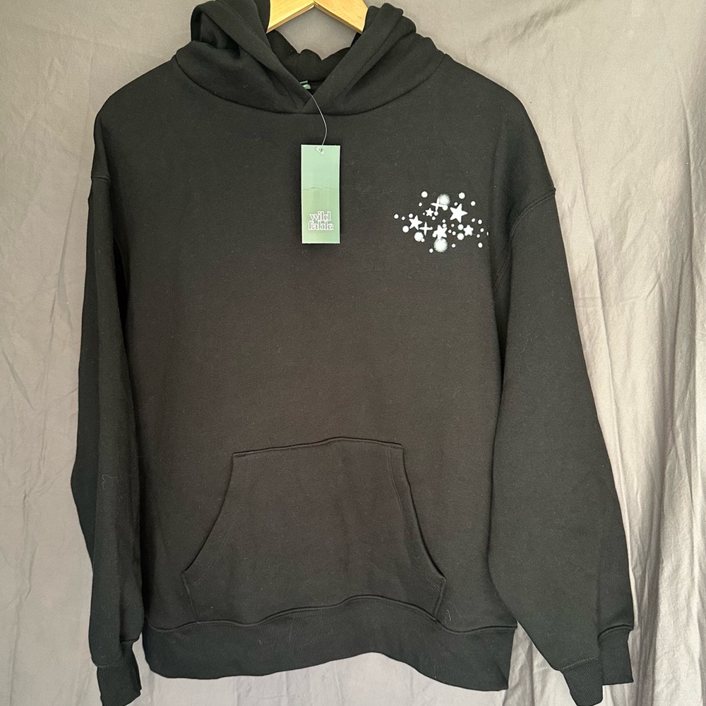 Wild Fable Oversized Black Hoodie with Disco ball and Star Design
